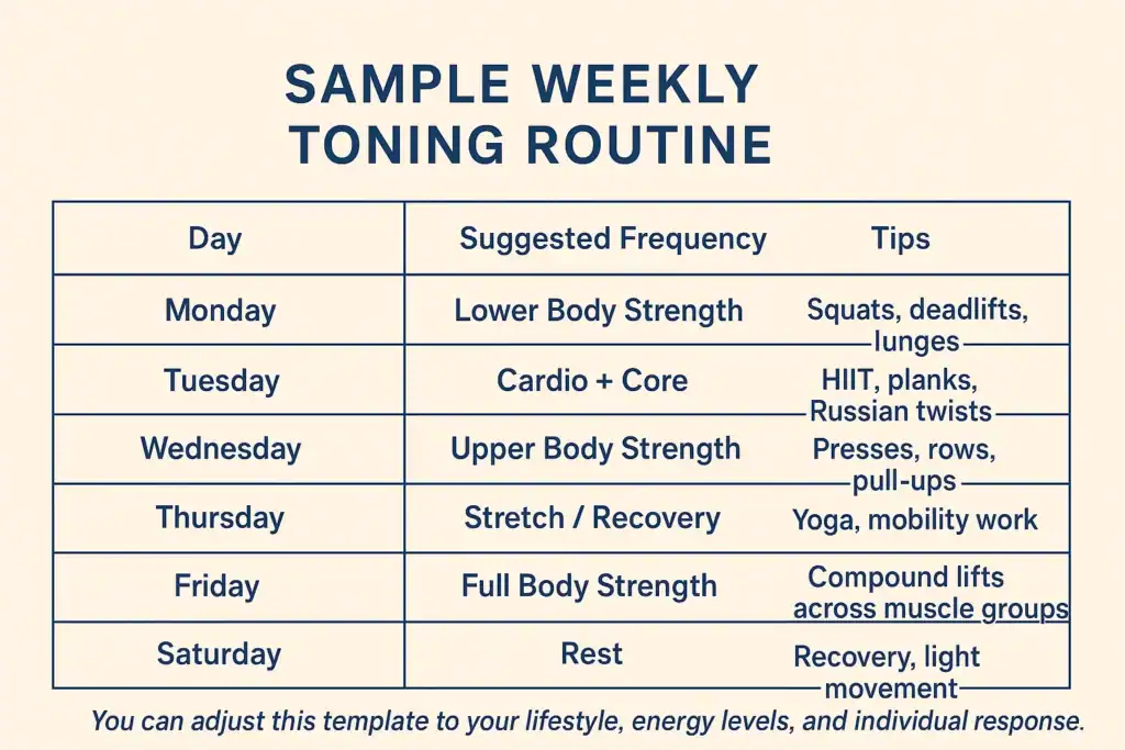 Achieving the Perfect Tone: How Often Should You Exercise for Results? 4 Weekly exercise Scotland plan graphic