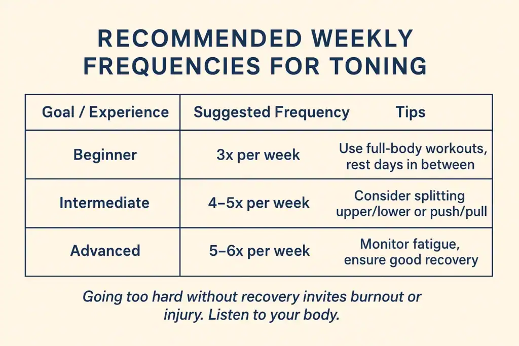 Achieving the Perfect Tone: How Often Should You Exercise for Results? 2 Graphic to show how often you should do exercise to help with toning Scotland
