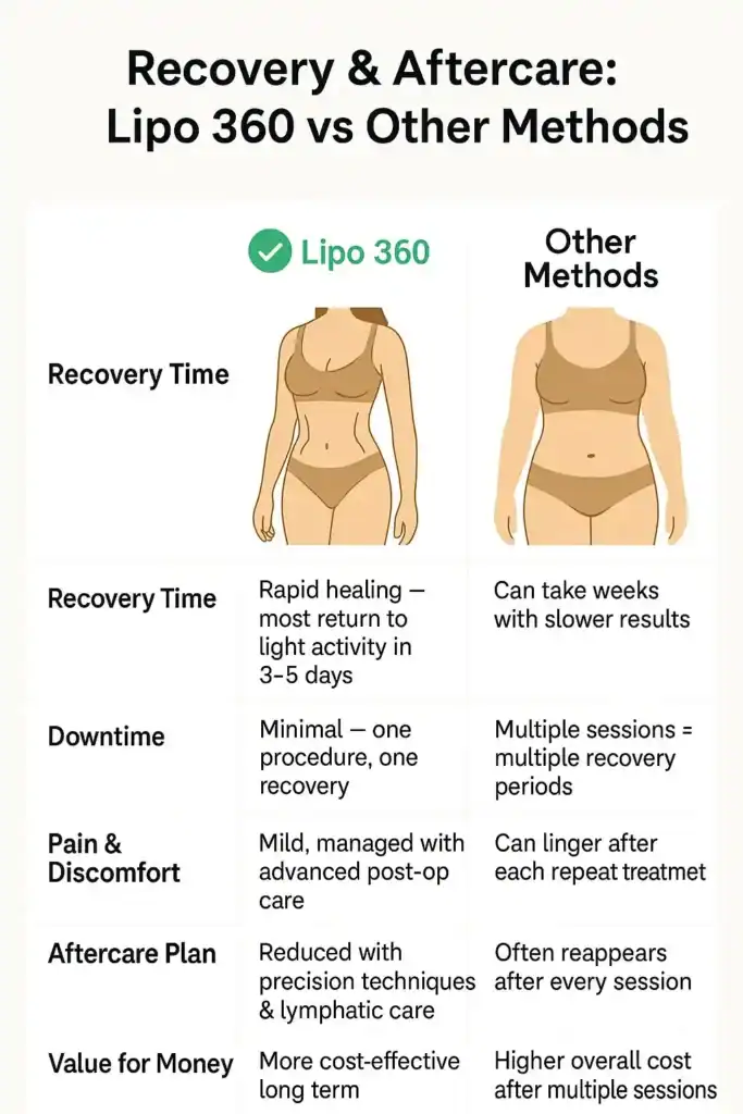 Recovery and Aftercare for Fat-Dissolving Surgery 2 Table to show fat dissolving injection aftercare Scotland